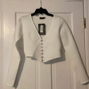 Scuba Hook and Eye Pointed Hen Crop Top